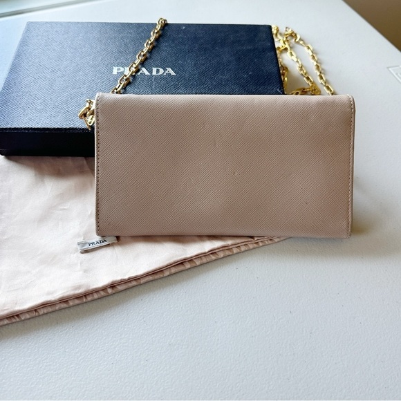 PRADA Saffiano Metal Bar WOC Chain Wallet in Cammeo - Picture 4 of 13